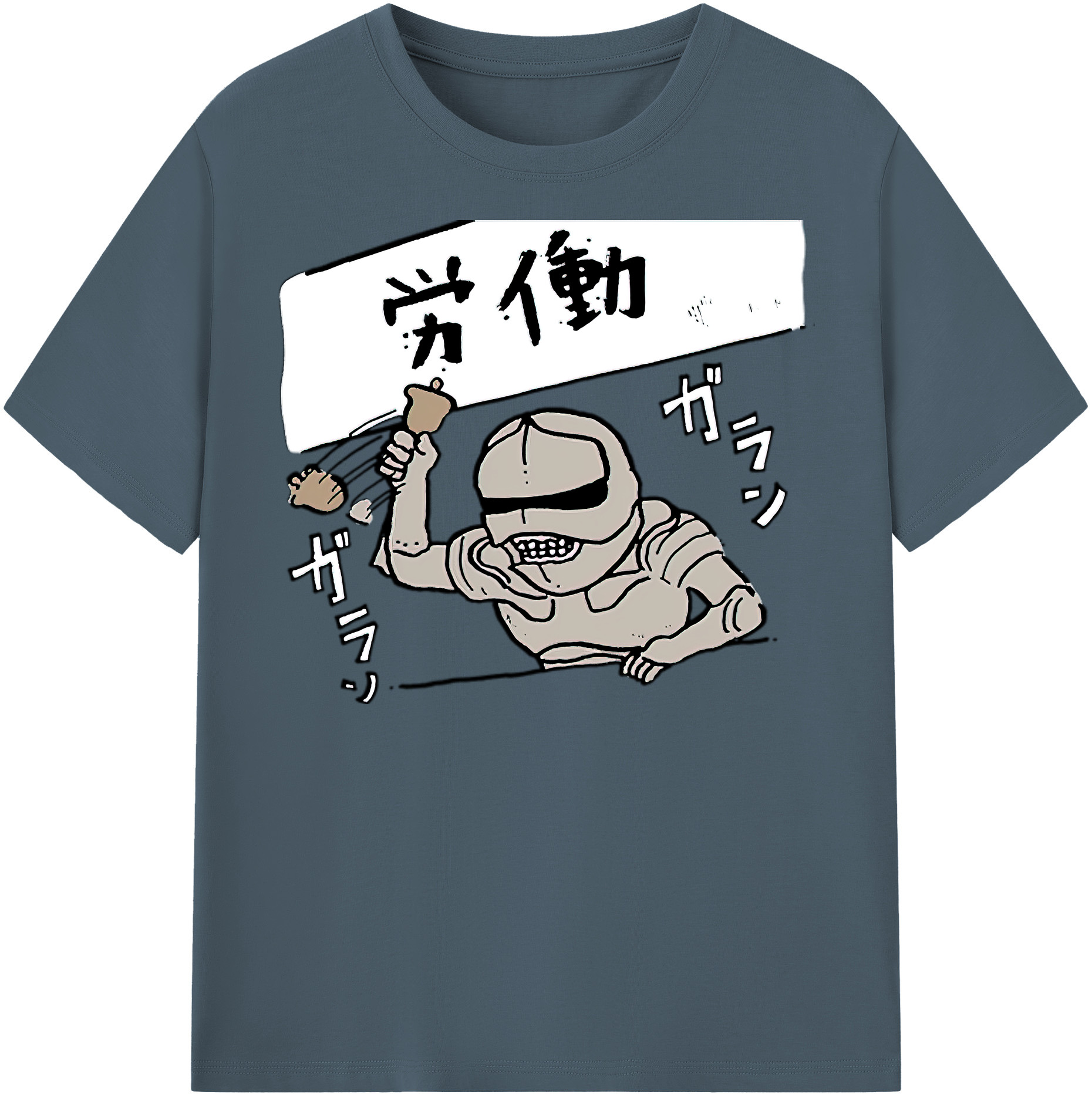 （画像用） ちいかわ 労働の鎧さん Chii-kawa Mr. Armor of Labor 綿100％半袖Tシャツ（フロントプリント）